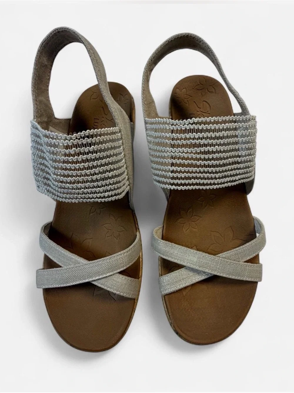 Skechers Women's Silver Elastic Strap Sandals